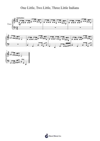 One Little, Two Little, Three Little Indians Sheet Music by Septimus Winner-Arr.Bobgy