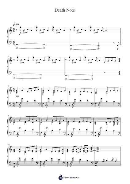 Death Note Sheet Music by Frank Wildhorn-Arr.Haycah Touthale