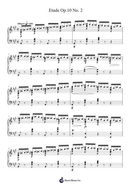 Etude Op.10 No. 2 in A Minor "Chromatique" Sheet Music by Frédéric Chopin-Arr.Barthart Aswat