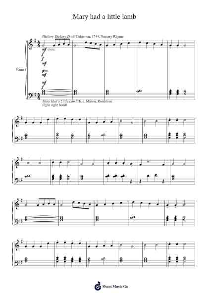 Mary had a little lamb Sheet Music by Traditional-Arr.Shawqe Bryy