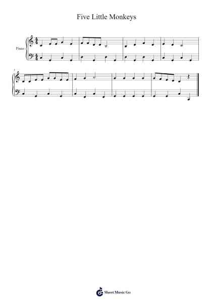 Five Little Monkeys Sheet Music by -Arr.Ninah