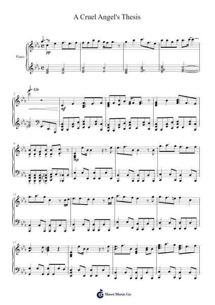 A Cruel Angel's Thesis Sheet Music by Yoko Takahashi-Arr.Lupeg