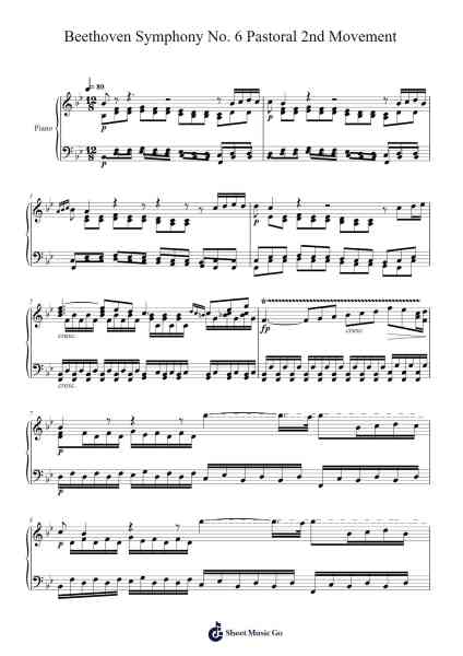 Symphony No. 6 in F Major, Op. 68 "Pastoral": II. Andante molto moto Sheet Music by Ludwig van Beethoven-Arr.Branbart