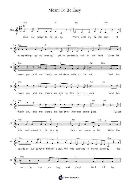 Meant To Be Easy Sheet Music by Jack Rabbidge-Arr.Jesine