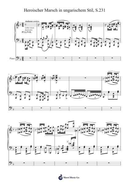 Heroischer Marsch in ungarischem Stil, S.231 Sheet Music by Franz Liszt-Arr.Davexy Tykins