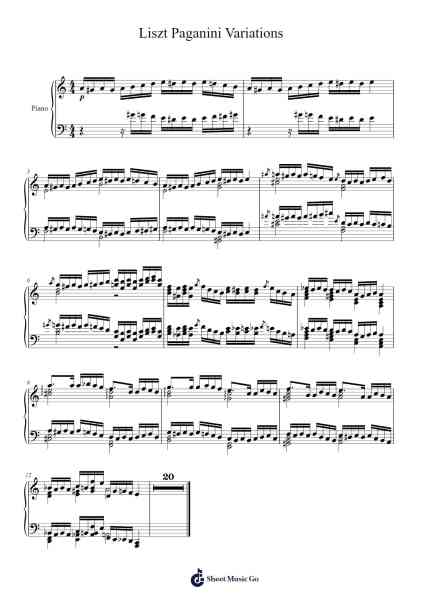 Liszt Paganini Variations Sheet Music by Franz Liszt-Arr.Lencher Jameswyatt