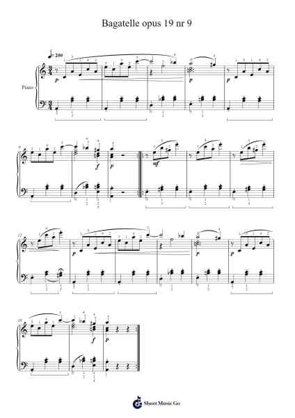 Bagatelle No. 9 in A Minor, Op. 119 樂譜由 Ludwig van Beethoven - 編曲 Tifville