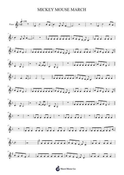 MICKEY MOUSE MARCH Sheet Music by -Arr.Diabaird