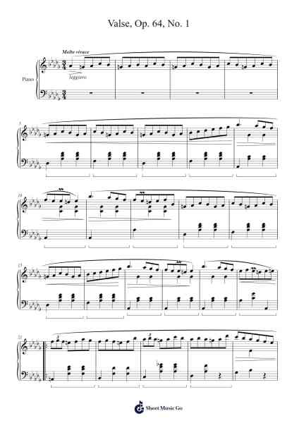 Waltz in D-flat Major, Op. 64, No. 1 "Minute Waltz" Sheet Music by Frédéric Chopin-Arr.Louieby