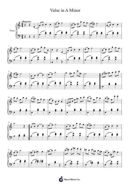 Valse in A Minor Sheet Music by Frédéric Chopin-Arr.Fieldtein