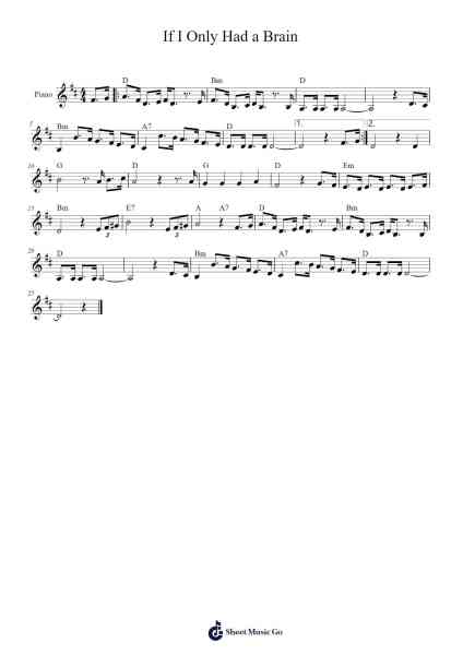 If I Only Had a Brain Sheet Music by Harold Arlen-Arr.Blajeames Yulewood