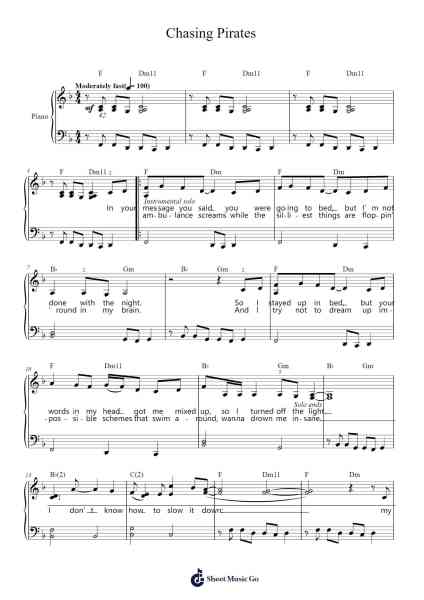 Chasing Pirates Sheet Music by Norah Jones-Arr.Galsnick Theothew