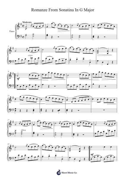 Sonatina in G Major, Anh. 5, No. 2: II. Romanze Sheet Music by Ludwig van Beethoven-Arr.Pulip