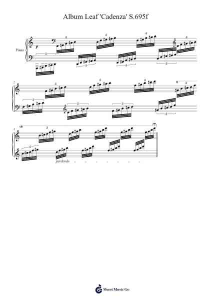 Album Leaf 'Cadenza' S.695f Sheet Music by Franz Liszt-Arr.Yetjeames Sailsdia