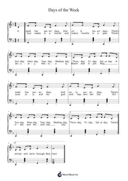 Days of the Week Sheet Music by Thomas J. Redd-Arr.Dukim