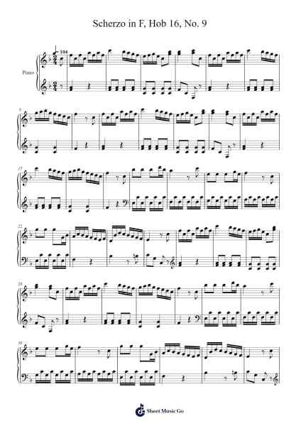 Scherzo in F, Hob 16, No. 9 Sheet Music by Joseph Haydn-Arr.Yetlup Hoybird