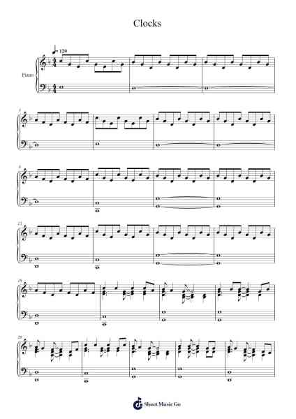 Clocks Sheet Music by Coldplay-Arr.Guntrine