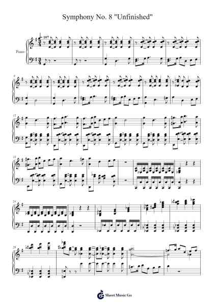 Allegro moderato –Symphony No. 8 "Unfinished" Sheet Music by Franz Schubert-Arr.Sunence Vejoan