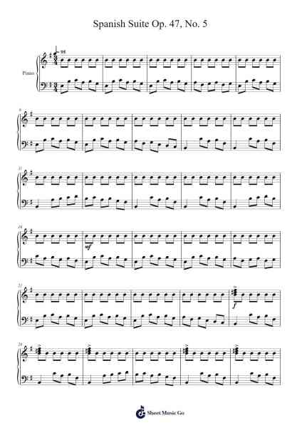 Spanish Suite Op. 47, No. 5 Sheet Music by Isaac Albéniz-Arr.Leisa