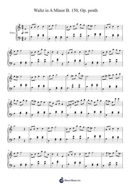 Waltz in A Minor B. 150, Op. posth Sheet Music by Frédéric Chopin-Arr.Primeg