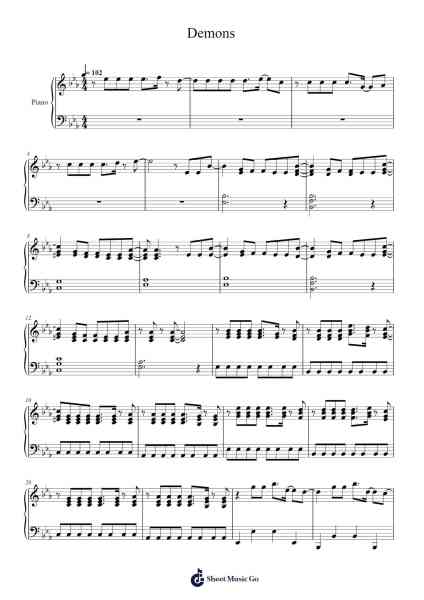 Demons Sheet Music by Imagine Dragons-Arr.Hudthur Simpglas