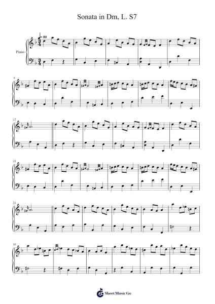 Sonata in Dm, L. S7 Sheet Music by Domenico Scarlatti-Arr.Sigwy Lorxine