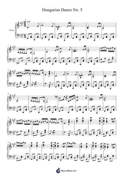 Allegro Vivace – Hungarian Dance No. 5 Sheet Music by Johannes Brahms-Arr.Peing