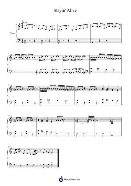 Stayin' Alive Sheet Music by Bee Gees-Arr.Dempdawn Ftance