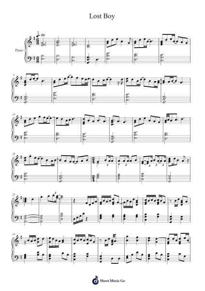 Lost Boy Partitura de Ruth B-Arr.Gemgene