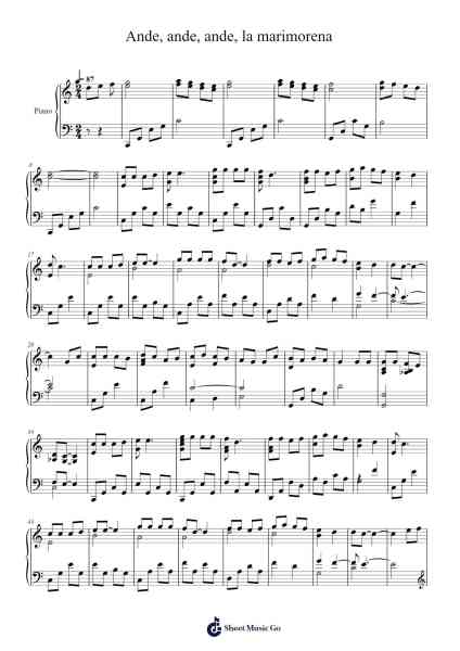 Ande, ande, ande, la marimorena Sheet Music by Spanish Traditional-Arr.Sanprice