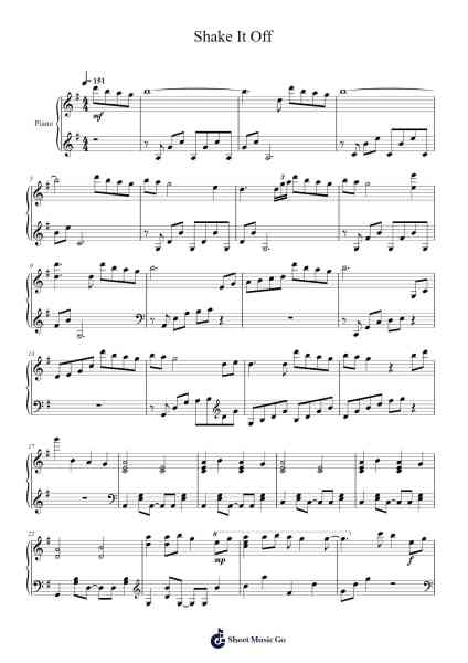 Shake It Off Partitura de Taylor Swift-Arr.Kyleyy