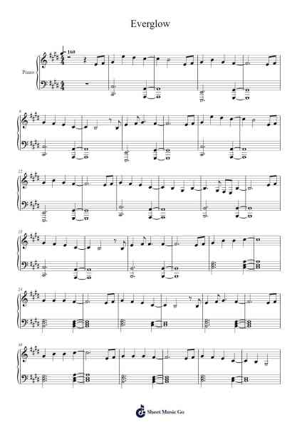 Everglow Sheet Music by Coldplay-Arr.Kathtta