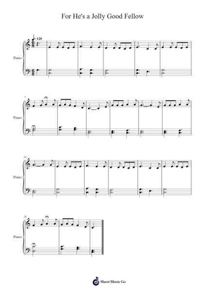 For He's a Jolly Good Fellow Sheet Music by Traditional-Arr.Manssaul Dexy