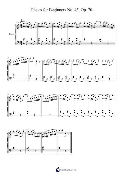 Pieces for Beginners No. 45, Op. 70 Sheet Music by Johann Hermann Berens-Arr.Joycelup