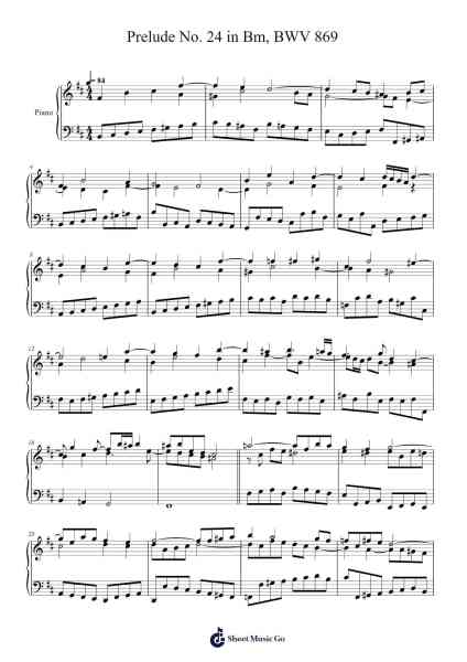 Prelude No. 24 in Bm, BWV 869 Sheet Music by Johann Sebastian Bach-Arr.Brucefe Payjim
