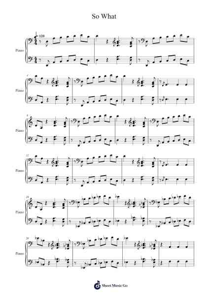 So What Sheet Music by Miles Davis-Arr.Luroe Boycefay