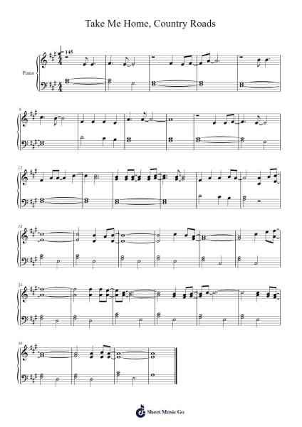 Take Me Home, Country Roads Sheet Music by John Denver-Arr.Bellzer Elrene