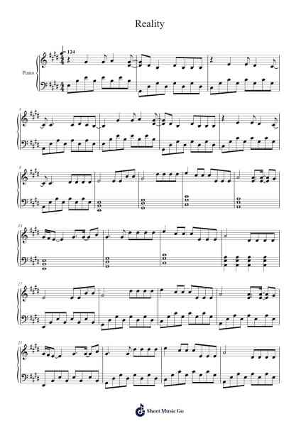 Reality Sheet Music by Lost Frequencies-Arr.Fastsmith Sainsrel