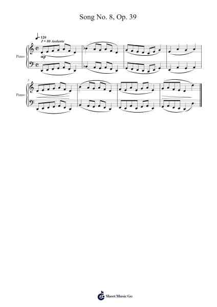 Song No. 8, Op. 39 Sheet Music by Dmitry Kabalevsky-Arr.Dukim