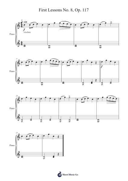 First Lessons No. 8, Op. 117 Partitura de Cornelius Gurlitt-Arr.Polwer Sharpger