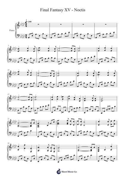 Final Fantasy XV - Noctis Sheet Music by Yoko Shimomura-Arr.Vicline Byzer