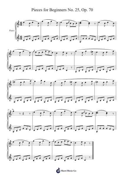Pieces for Beginners No. 25, Op. 70 Sheet Music by Johann Hermann Berens-Arr.Loulup