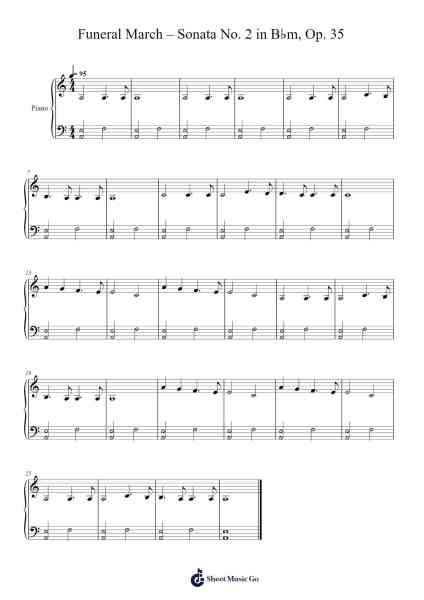 Funeral March – Sonata No. 2 in B♭m, Op. 35 Sheet Music by Frédéric Chopin-Arr.Leamorse Tayh