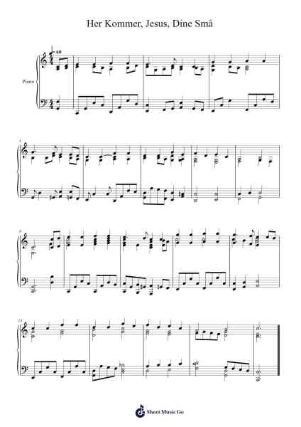 Her Kommer, Jesus, Dine Små Sheet Music by Norwegian Traditional-Arr.Bartnice