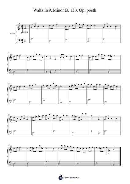 Waltz in A Minor B. 150, Op. posth Sheet Music by Frédéric Chopin-Arr.Pearghes Feltle