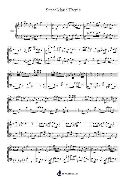 Super Mario Theme Sheet Music by Koji Kondo-Arr.Jonesrhys