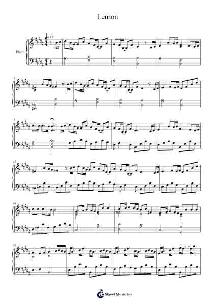 Lemon Sheet Music by Kenshi Yonezu-Arr.Dwightharte Phijoyce