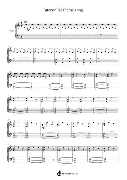 Interstellar theme song Sheet Music by Hans Zimmer-Arr.Lautus Phichad