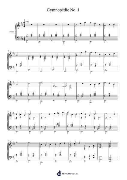 Gymnopédie No. 1 Sheet Music by Erik Satie-Arr.Dulshall