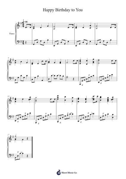 Happy Birthday to You Sheet Music by Mildred J. Hill/Patty Smith Hill-Arr.Ausdam Pukin